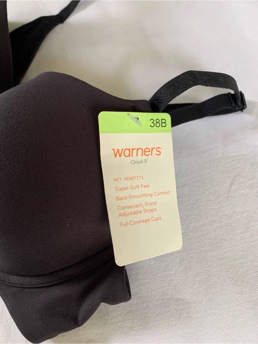 Warners Cloud 9 Black Bra 38B. NWT